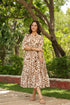 Women Abstract Printed Pure Cotton Tiered Fit & Flare Midi Dress